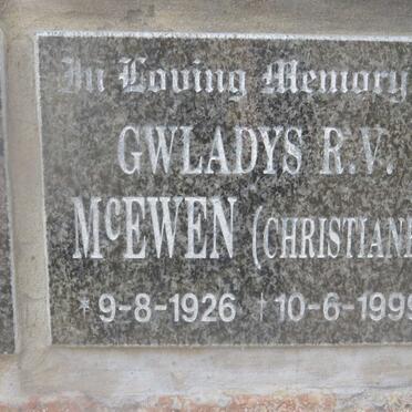 McEWEN Gwladys R.V. nee CHRISTIANE 1926-1999