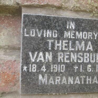 RENSBURG Thelma, van 1910-1987