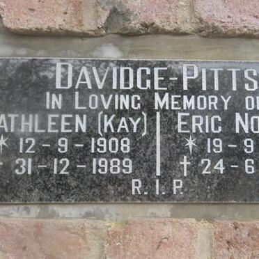 PITTS Eric Norman, DAVIDGE 1908-1993 &amp; Kathleen 1908-1989