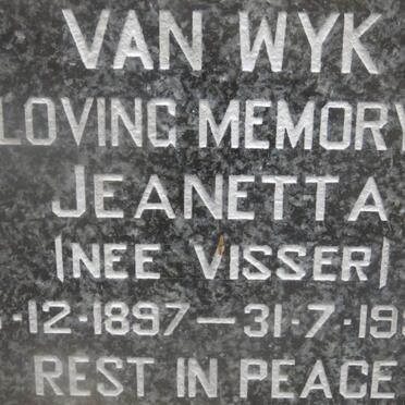 WYK Jeanetta, van nee VISSER 1897-1990