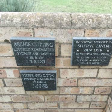 CUTTING Archie 1916-2002 &amp; Yvonne Anita 1925-2008 :: VAN DYK Sheryl Linda 1961-2019