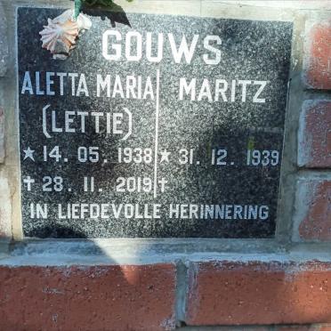 GOUWS Maritz 1939- &amp; Aletta Maria 1938-2019