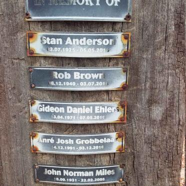 ANDERSON Stan 1925-2016 :: BROWN Rob 1949-2016 :: EHLERS Gideon Daniel 1971-2016 :: GROBBELAAR André Josh 1991-2016