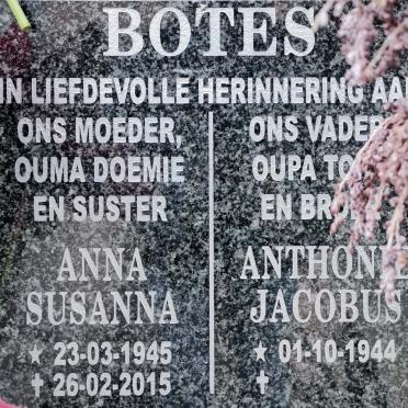 BOTES Anthonie Jacobus 1944- &amp; Anna Susanna 1945-2015