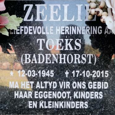 ZEELIE Toeks nee BADENHORST 1945-2015