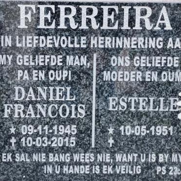 FERREIRA Daniel Francois 1945-2015 &amp; Estelle 1951-