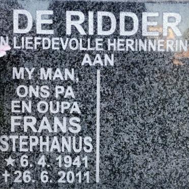 RIDDER Frans Stephanus, de 1941-2011