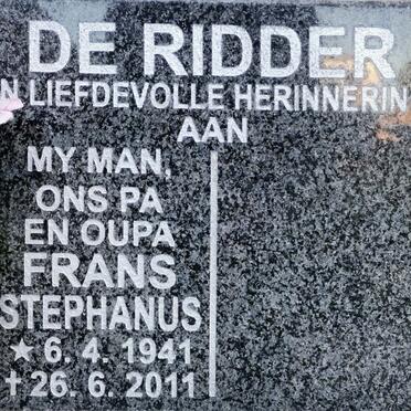 RIDDER Frans Stephanus, de 1941-2011
