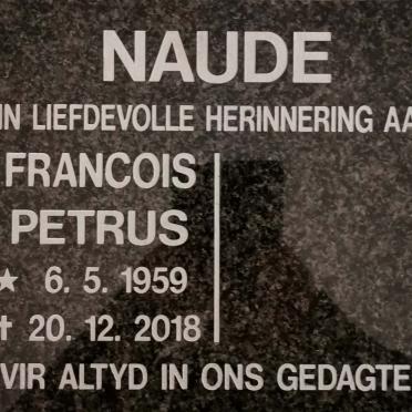 NAUDE Francois Petrus 1959-2018