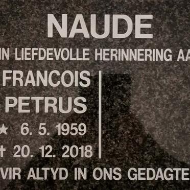 NAUDE Francois Petrus 1959-2018
