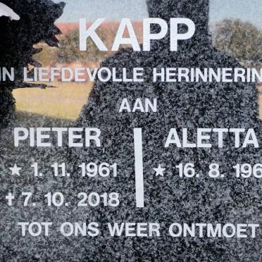 KAPP Pieter 1961-2018 &amp; Aletta 1966-