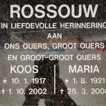 ROSSOUW Koos 1917-2002 &amp; Maria 1921-2008