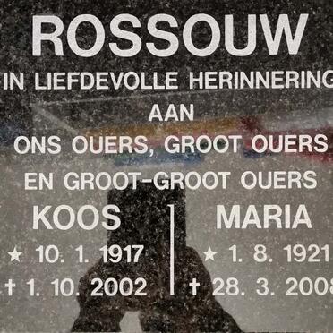 ROSSOUW Koos 1917-2002 &amp; Maria 1921-2008