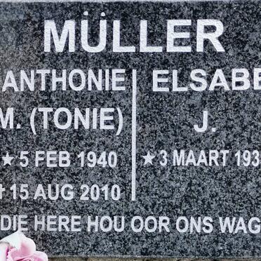 MULLER Anthonie M. 1940-2010 &amp; Elsabe J. 1939-