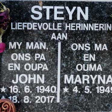 STEYN John 1940-2017 &amp; Maryna 1949-