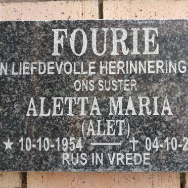 FOURIE Aletta Maria 1954-2017