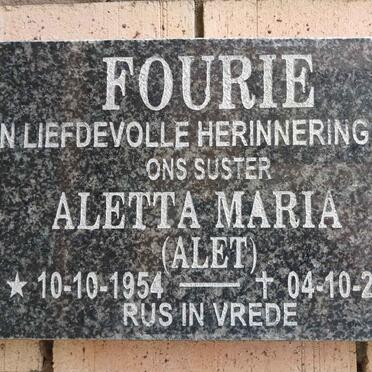FOURIE Aletta Maria 1954-2017