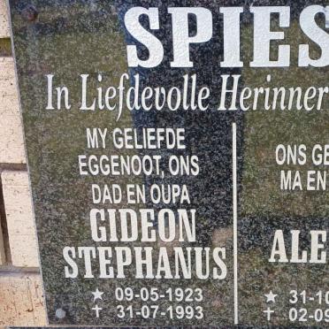 SPIES Gideon Stephanus 1923-1993 &amp; Aletta 1925-2006