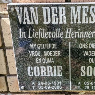 MESCHT Soon, van der 1915-2007 &amp; Corrie 1931-2006