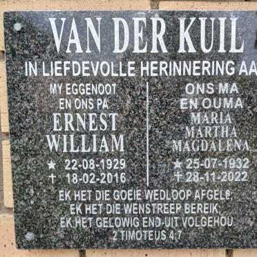 KUIL Ernest William, van der 1929-2016 &amp; Maria Martha Magdalena 1932-2022