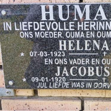 HUMAN Jacobus 1920-1981 &amp; Helena 1923-2013