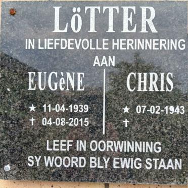 LOTTER Eugene 1939-2015 :: LOTTER Chris 1943-