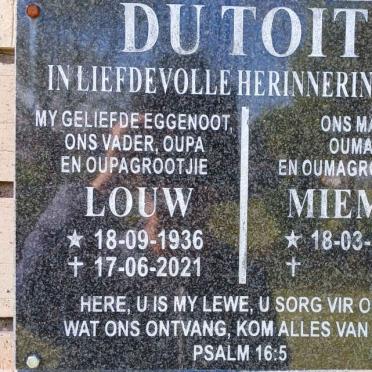 TOIT Louw, du 1936-2021 &amp; Miemie 1943-
