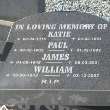 BOOYSEN Katie1915-1984 :: BOOYSEN  Paul 1902-1992 :: BOOYSEN James 1948-2001 :: BOOYSEN William 1943-2007