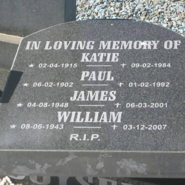 BOOYSEN Katie1915-1984 :: BOOYSEN  Paul 1902-1992 :: BOOYSEN James 1948-2001 :: BOOYSEN William 1943-2007