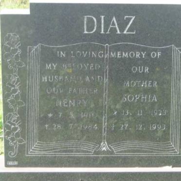 DIAZ Henry 1910-1984 &amp; Sophia 1923-1993