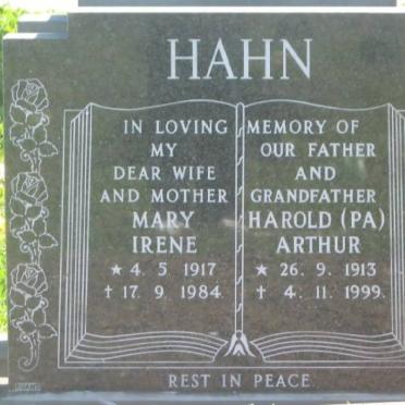 HAHN Harold Arthur 1913-1999 &amp; Mary Irene 1917-1984 