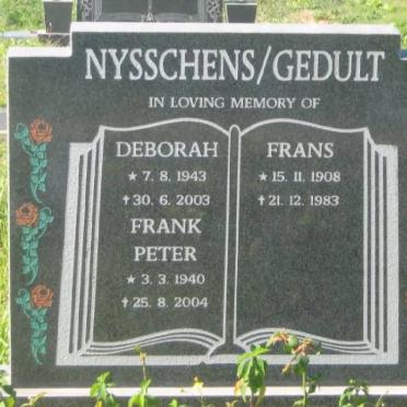 GEDULT Frank Peter 1940-2004  &amp; Deborah NYSSCHENS 1943-2004 :: GEDULT Frans 1908-1983