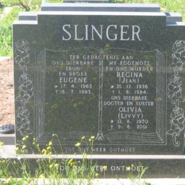 SLINGER Eugene 1963-1985 :: SLINGER Regina 1936-1984 :: SLINGER Olivia 1970-2001