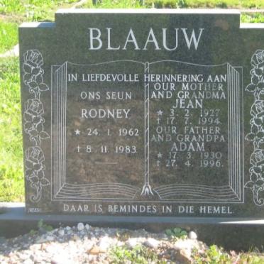 BLAAUW Rodney 1962-1983 :: BLAAUW Adam 1930-1996 &amp; Jean 1927-1994 