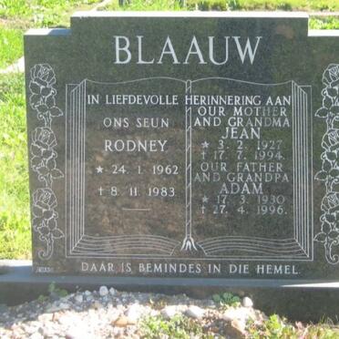 BLAAUW Rodney 1962-1983 :: BLAAUW Adam 1930-1996 &amp; Jean 1927-1994 