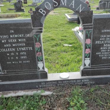 BOSMAN Feliciteen Isaac Martin 1956-2014 &amp; Colleen Lynette 1952-1992