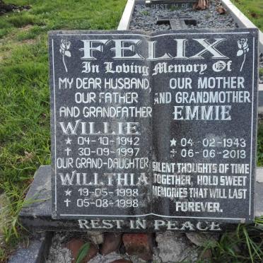 FELIX Willie 1942-1997 &amp; Emmie 1943-2013 :: FELIX Willthia 1998-1998