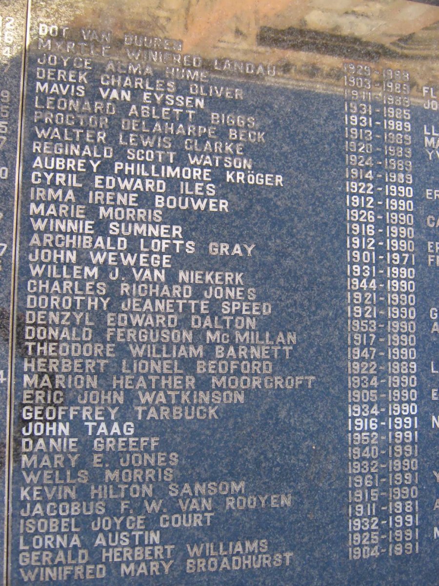 16. Memorial Plaque with list of names