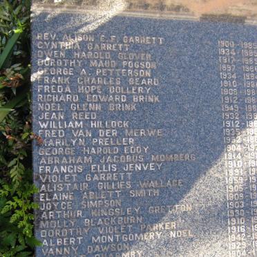 2. Memorial Plaque with list of names