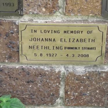 NEETHLING Johanna Elizabeth formerly STEWART nee LUKE 1927-2008