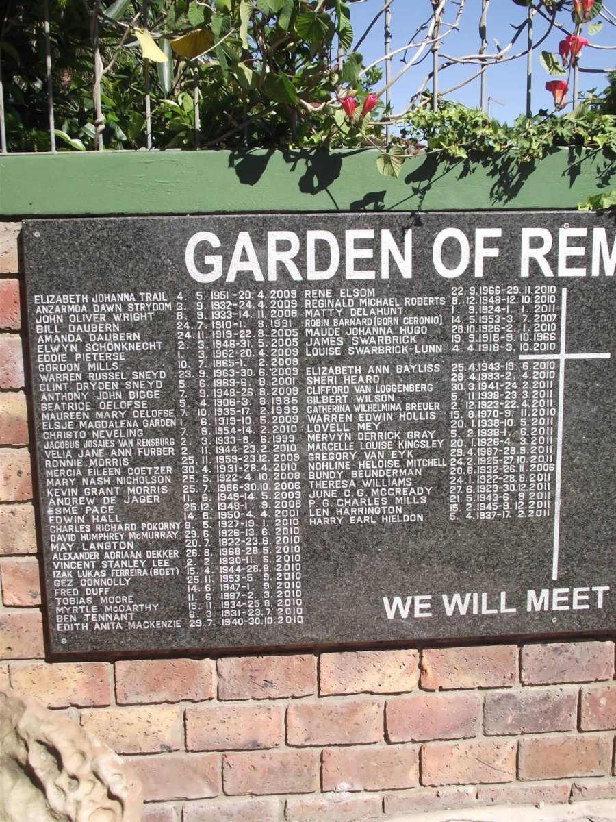 2. Memorial Wall - List of names