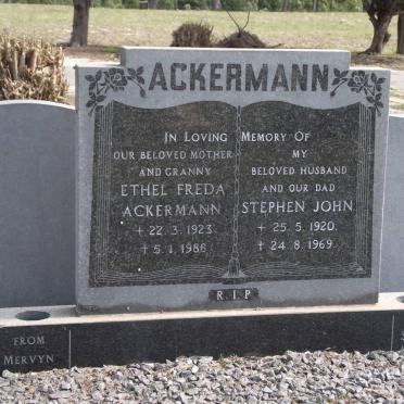 ACKERMANN Stephen John 1920-1969 &amp; Ethel Freda 1923-1988