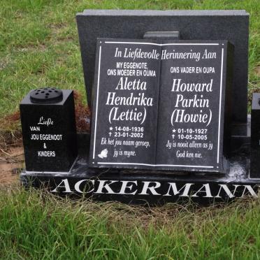 ACKERMANN Howard Parkin 1927-2005 &amp; Aletta Hendrika 1936-2002