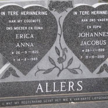 ALLERS Johannes Jacobus 1920-2005 &amp; Erica Anna 1920-1989