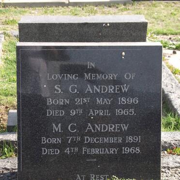 ANDREW S.G. 1896-1965 &amp; M.C. 1891-1968