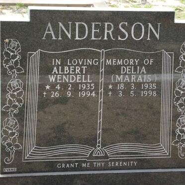 ANDERSON Albert Wendell 1935-1994 &amp; Delia MARAIS 1935-1998