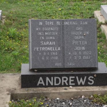 ANDREWS Pieter John 1922-1987 &amp; Sarah Petronella 1914-1980