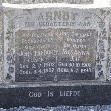 ARNDT John Theodore 1902-1967 &amp; Susanna J.G. 1902-1993