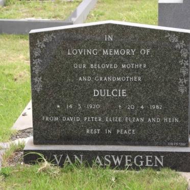 ASWEGEN Dulcie, van 1920-1982