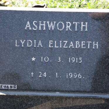 ASHWORTH Lydia Elizabeth 1915-1996